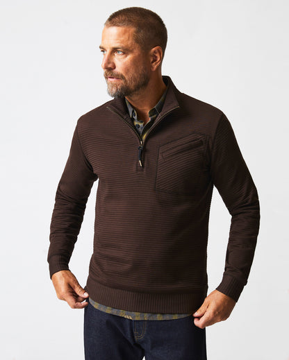 Quilted Half Zip Chocolate Billy Reid