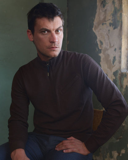 Quilted Half Zip Chocolate Billy Reid