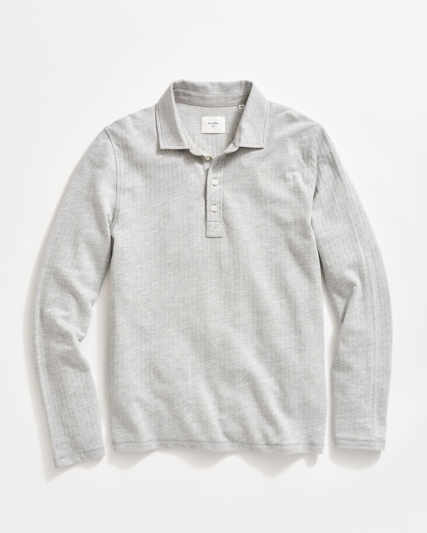 Long Sleeve Herringbone Polo Light Grey Billy Reid