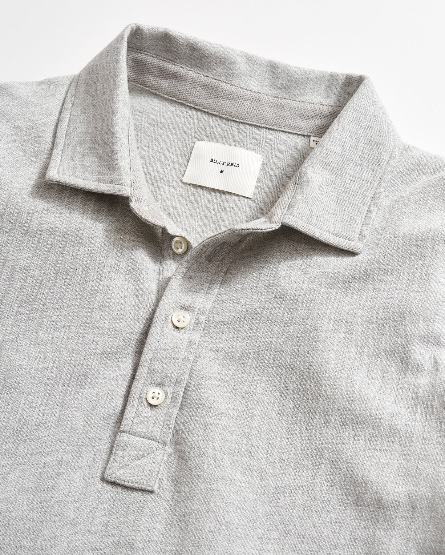 Long Sleeve Herringbone Polo Light Grey Billy Reid