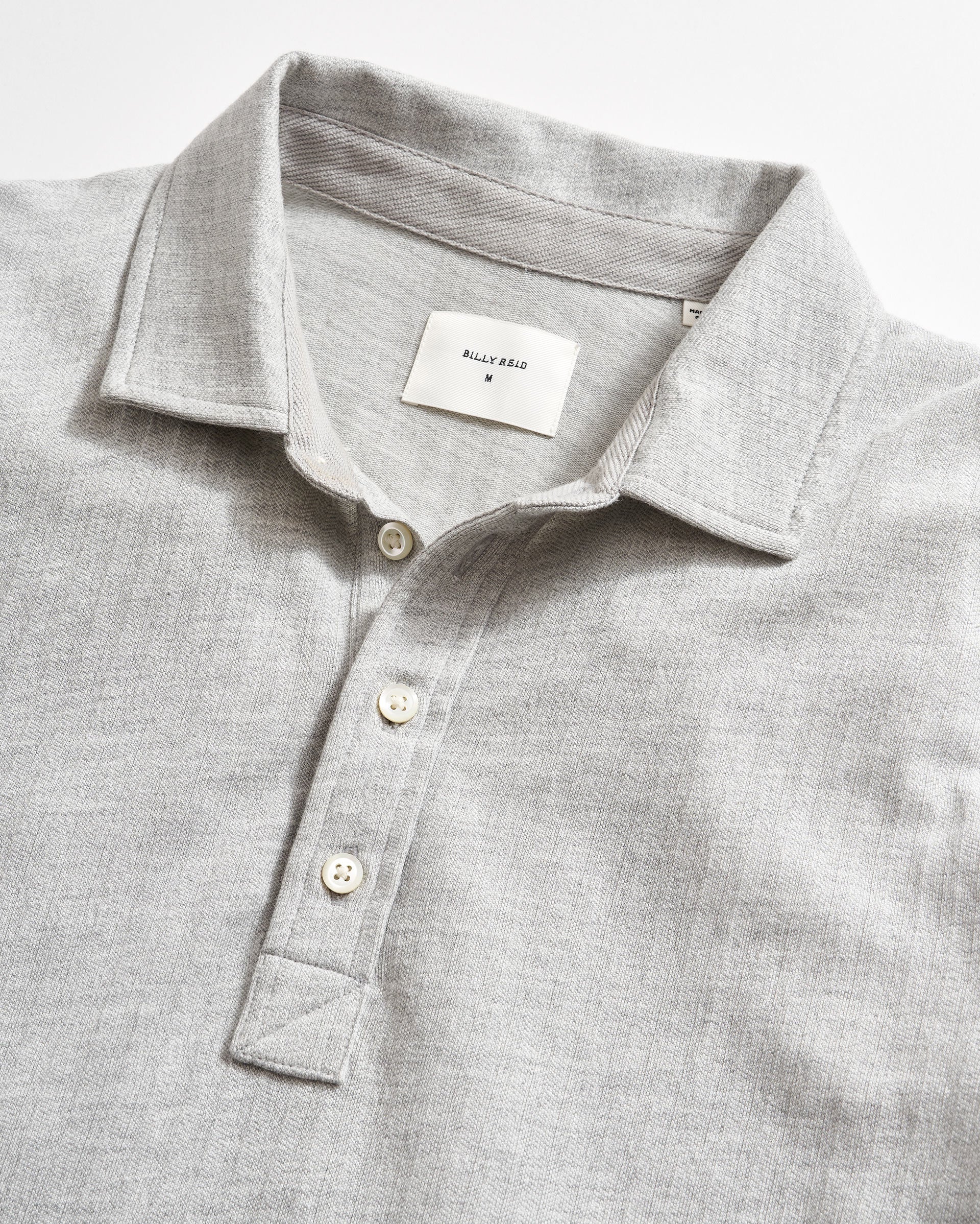 Long Sleeve Herringbone Polo Light Grey Billy Reid