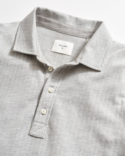 Long Sleeve Herringbone Polo Light Grey Billy Reid