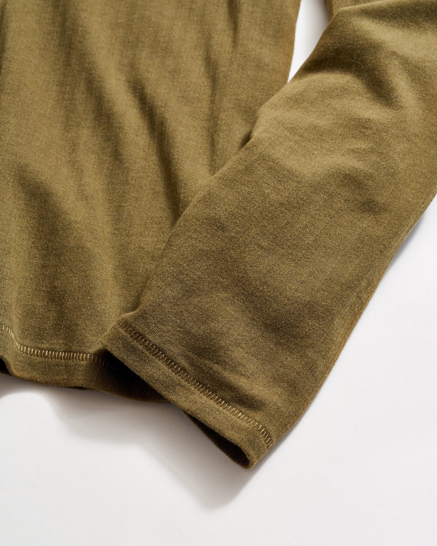 Long Sleeve Herringbone Polo Olive Billy Reid