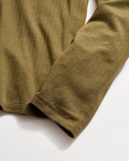 Long Sleeve Herringbone Polo Olive Billy Reid