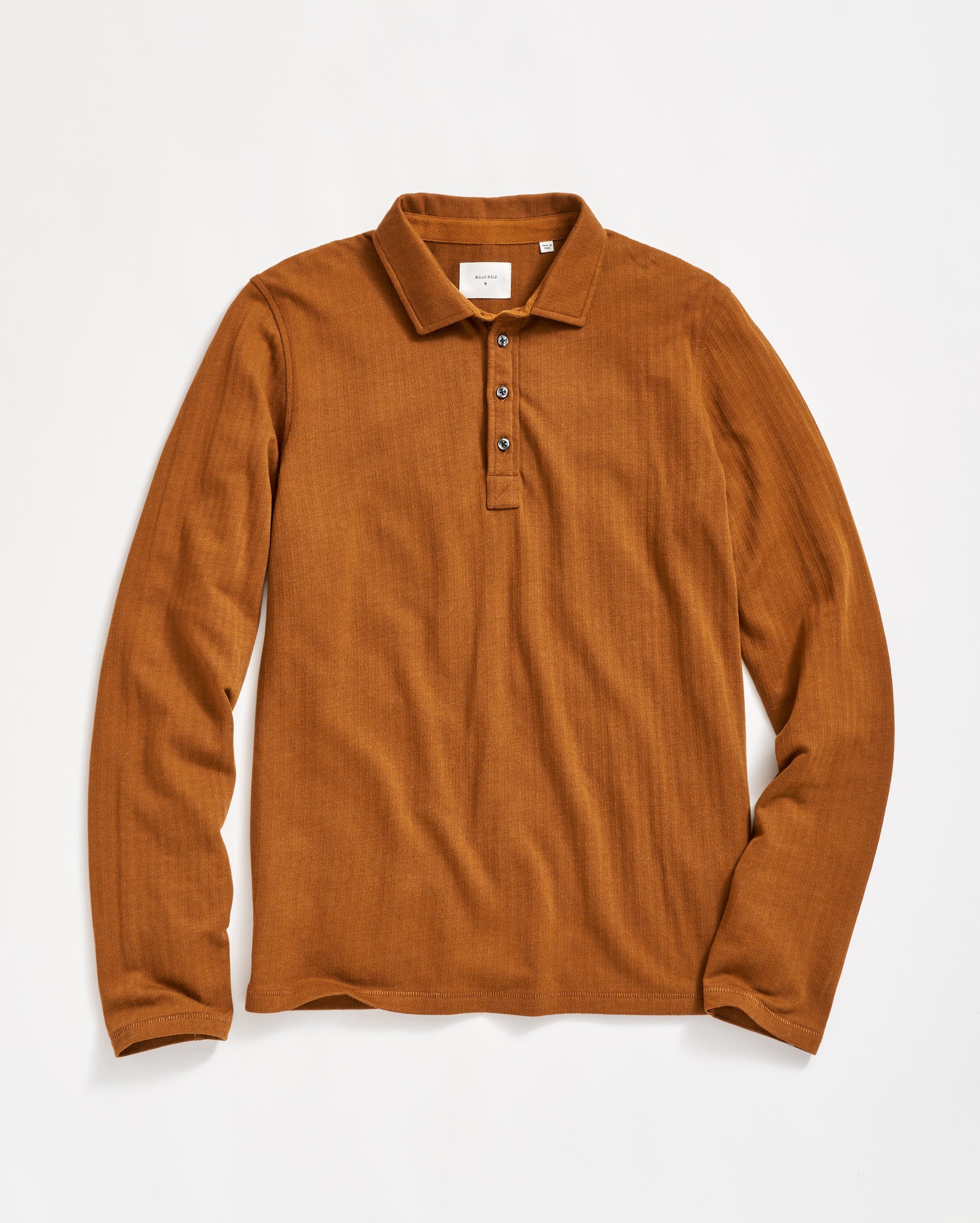 Long Sleeve Herringbone Polo Billy'S Brown Billy Reid