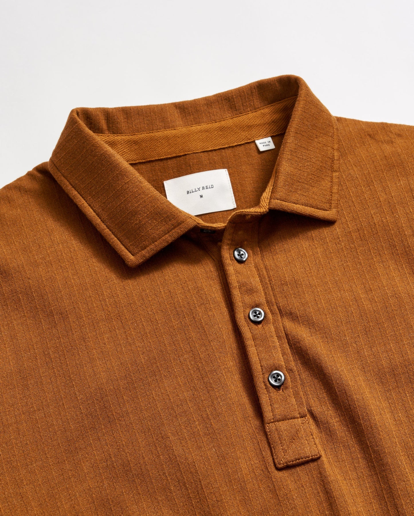 Long Sleeve Herringbone Polo Billy'S Brown Billy Reid