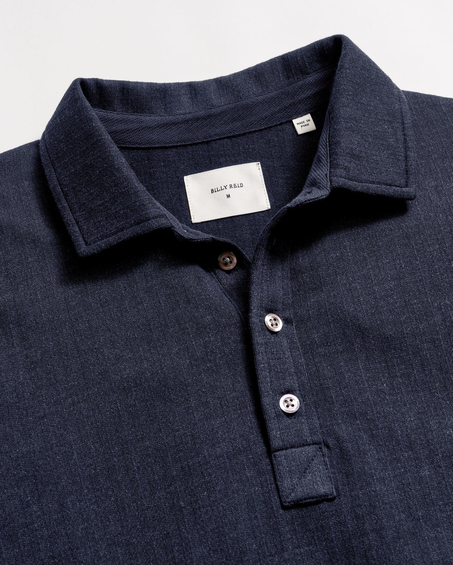 Long Sleeve Herringbone Polo Carbon Blue Billy Reid
