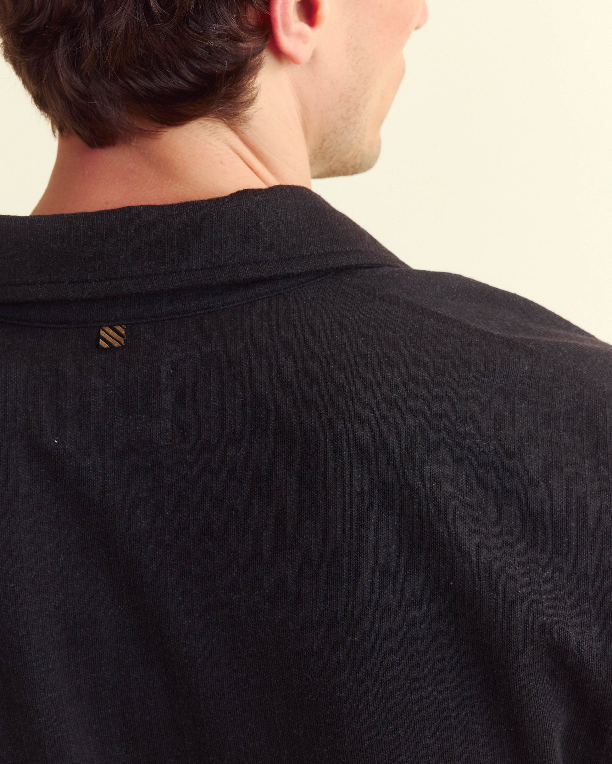 Long Sleeve Herringbone Polo Black Billy Reid