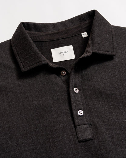 Long Sleeve Herringbone Polo Black Billy Reid