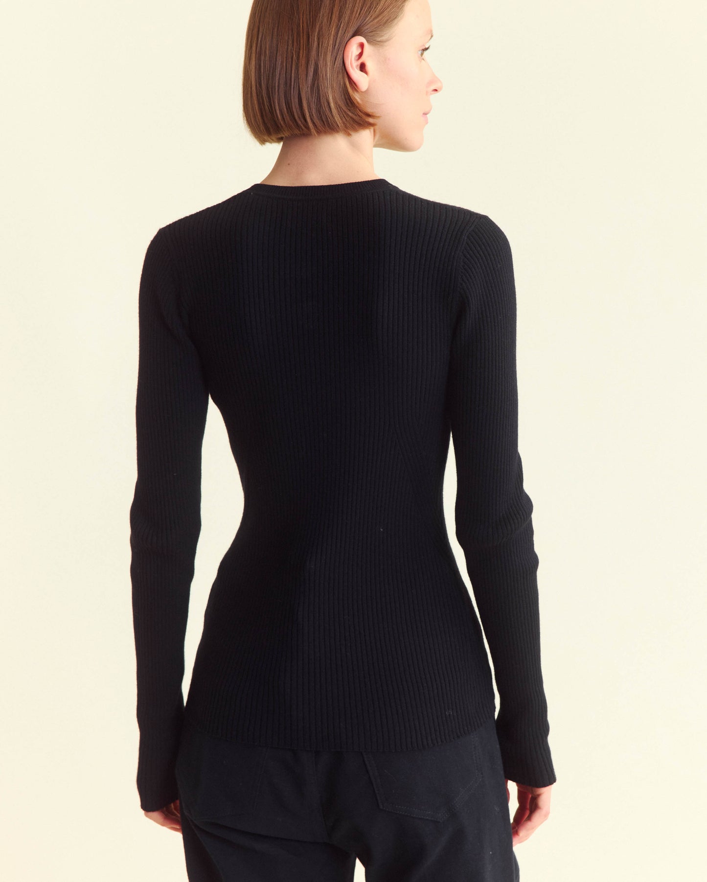 Long Sleeve Rib Crew Black Billy Reid