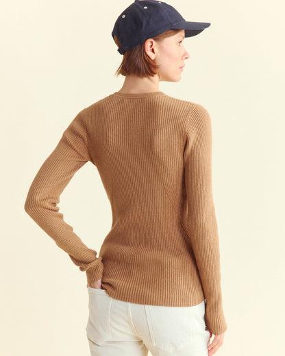 Long Sleeve Rib Crew Billy'S Brown Billy Reid