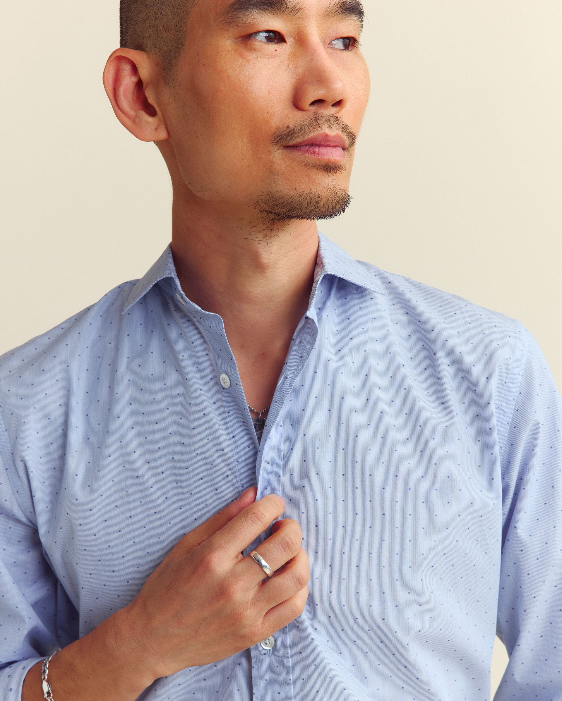 Coupe Dot Holt Dress Shirt Blue Billy Reid