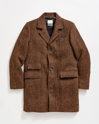 Herringbone Astor Coat Dark Brown Herringbone Billy Reid