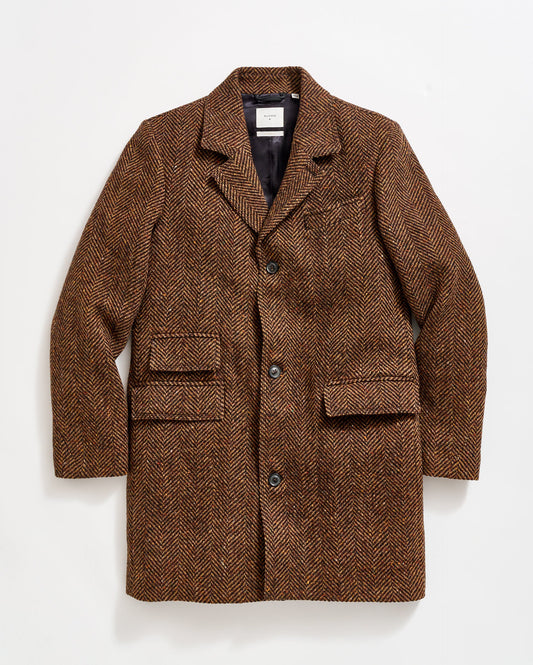 Herringbone Astor Coat Dark Brown Herringbone Billy Reid