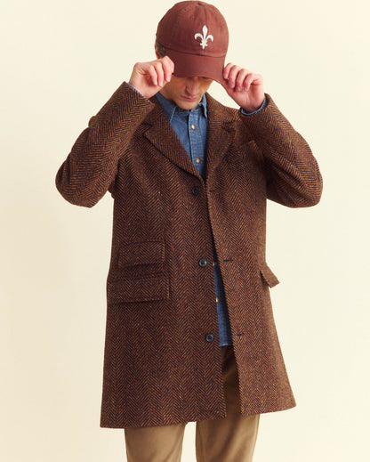 Herringbone Astor Coat Dark Brown Herringbone Billy Reid