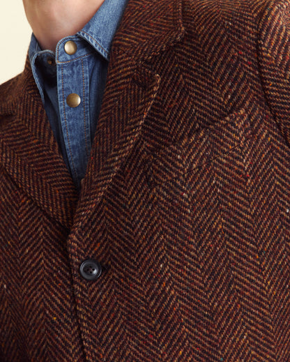 Herringbone Astor Coat Dark Brown Herringbone Billy Reid