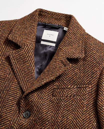Herringbone Astor Coat Dark Brown Herringbone Billy Reid