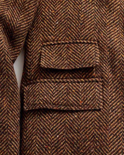 Herringbone Astor Coat Dark Brown Herringbone Billy Reid