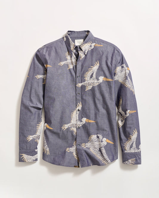 Pelican Swarm Wilson Shirt Carbon Blue Billy Reid