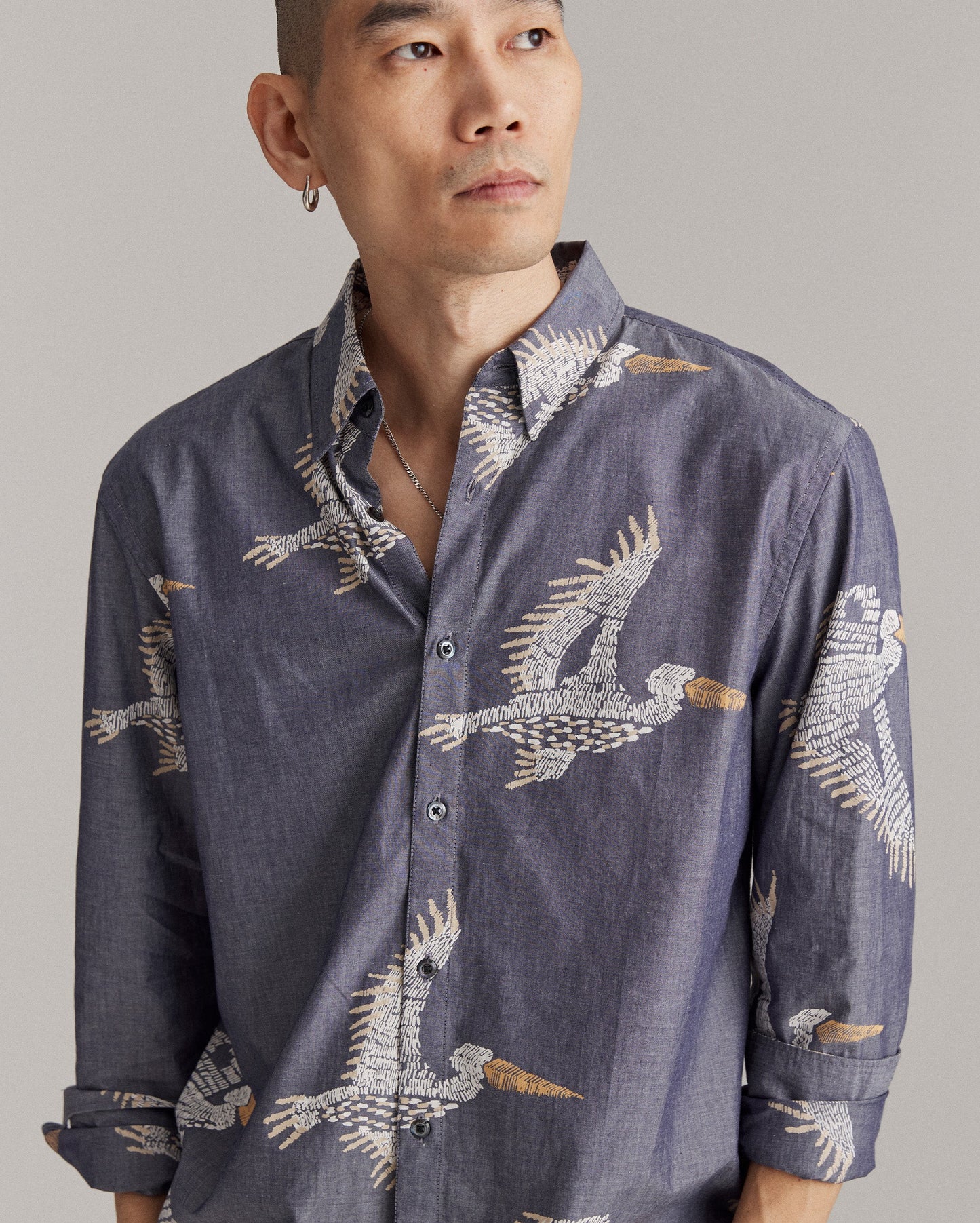 Pelican Swarm Wilson Shirt Carbon Blue Billy Reid