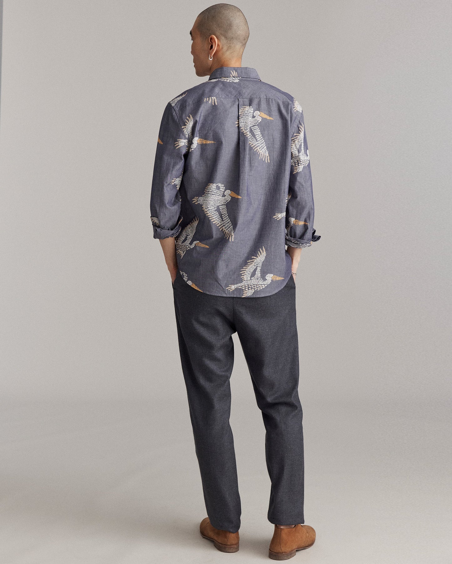 Pelican Swarm Wilson Shirt Carbon Blue Billy Reid