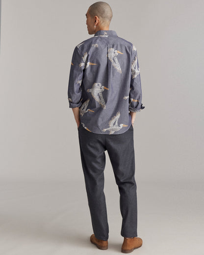 Pelican Swarm Wilson Shirt Carbon Blue Billy Reid
