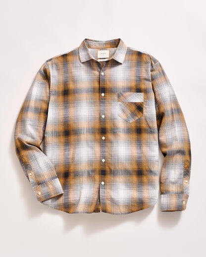 Melange Shadow Plaid John T Shirt Honey Multi Billy Reid