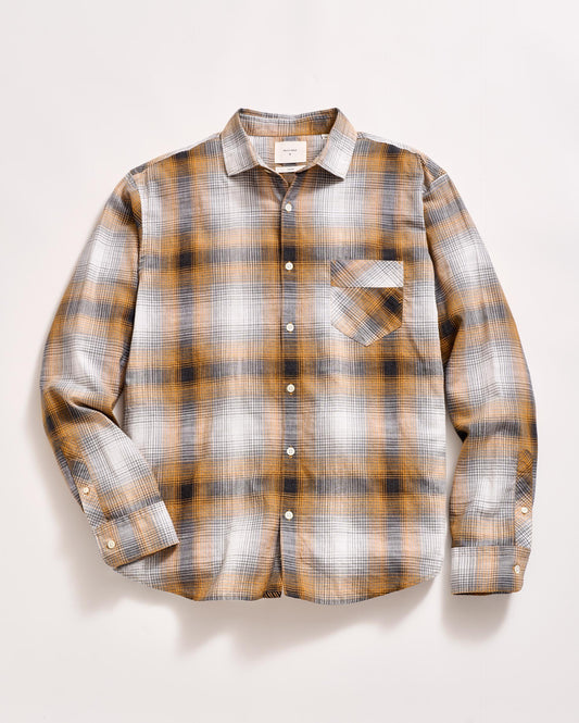 Melange Shadow Plaid John T Shirt Honey Multi Billy Reid