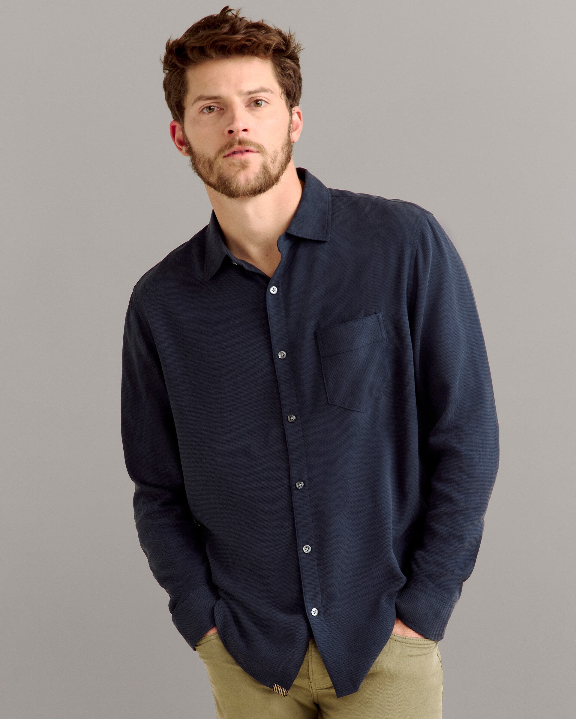 Silk John T Shirt Carbon Blue Billy Reid