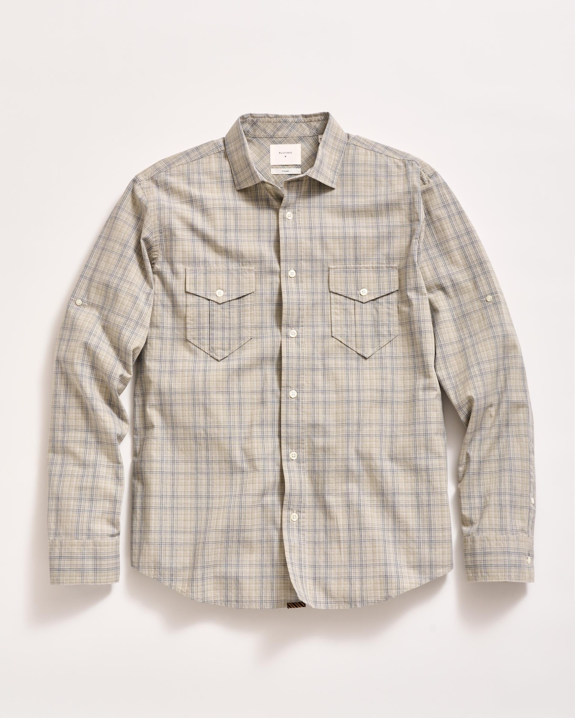 Melange Plaid Scout Shirt Highway Grey Billy Reid