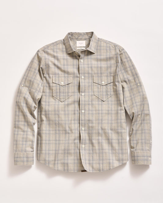 Melange Plaid Scout Shirt Highway Grey Billy Reid