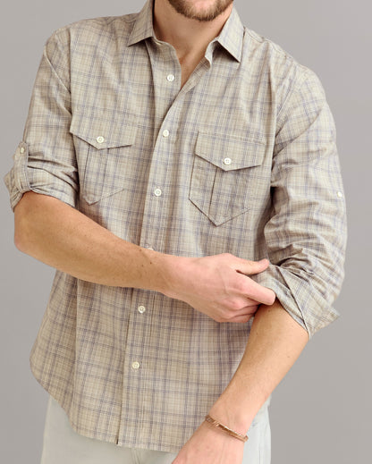 Melange Plaid Scout Shirt Highway Grey Billy Reid