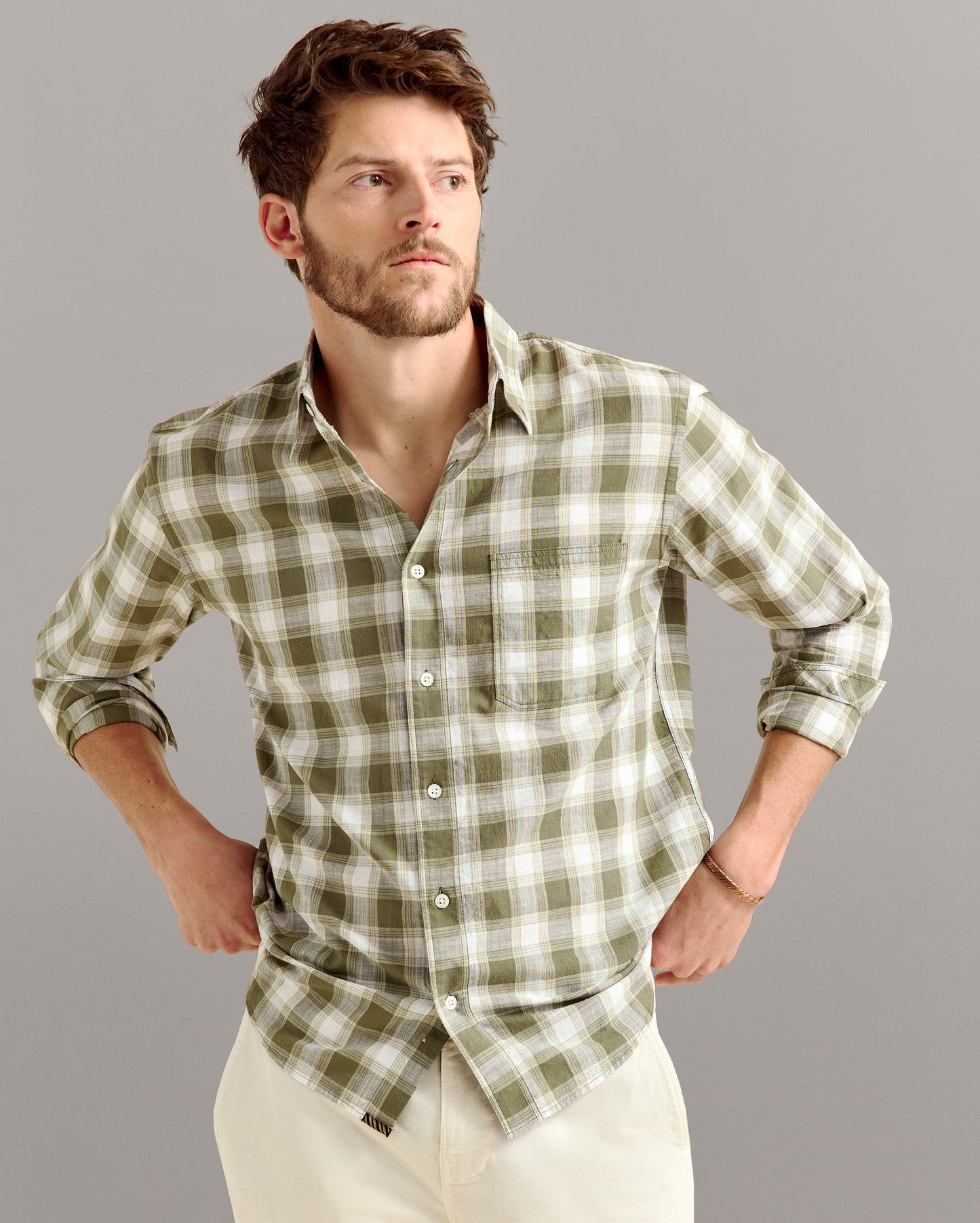 Bold Plaid Tuscumbia Shirt Button Down Lichen Green Billy Reid