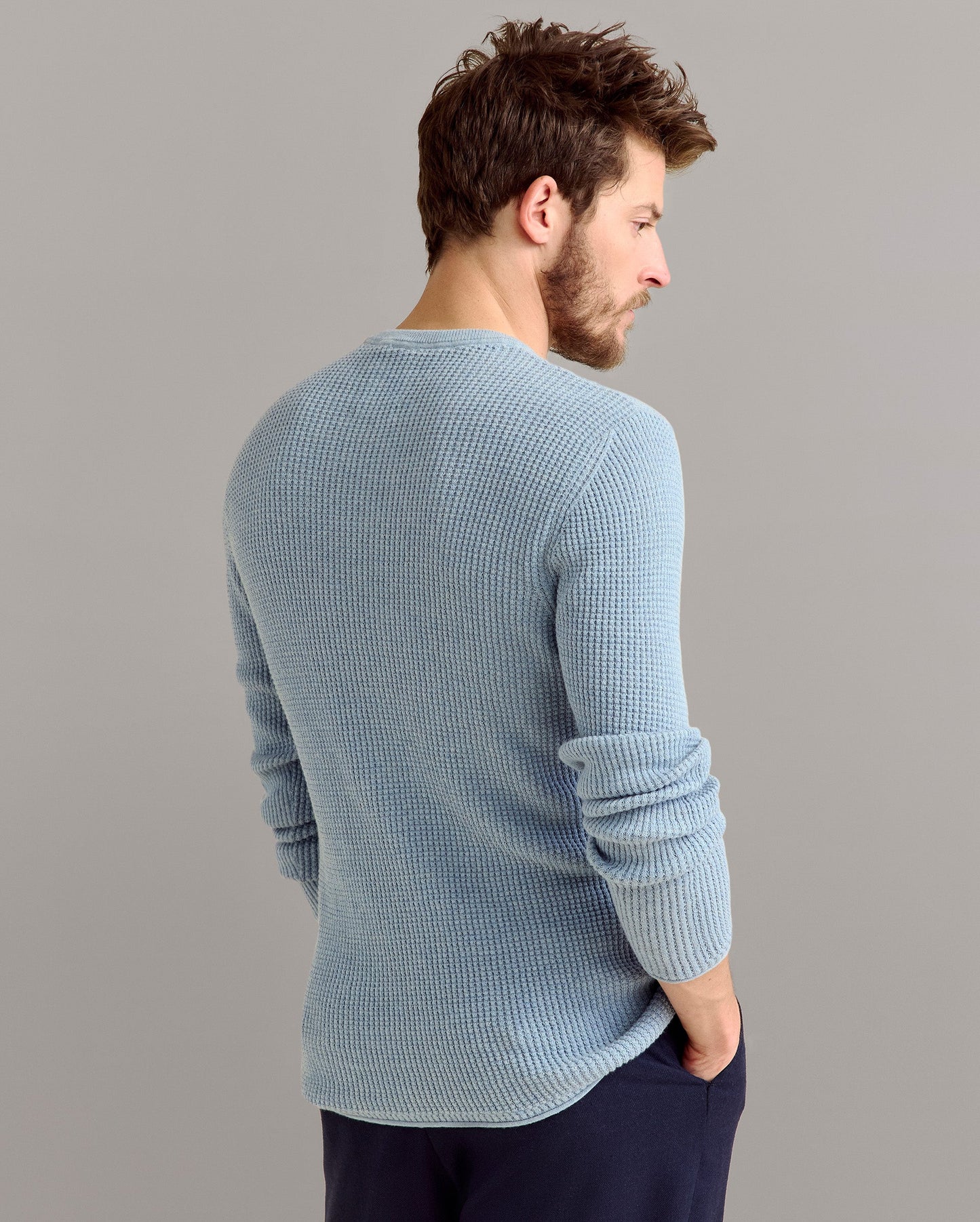 Mini Waffle Crew Washed French Blue Billy Reid