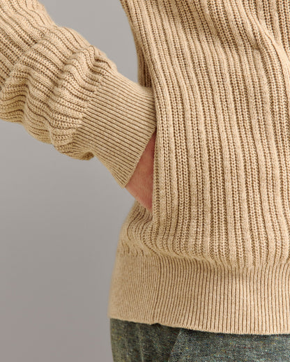 Heirloom Rib Two Way Zip Cardigan Camel Heather Billy Reid