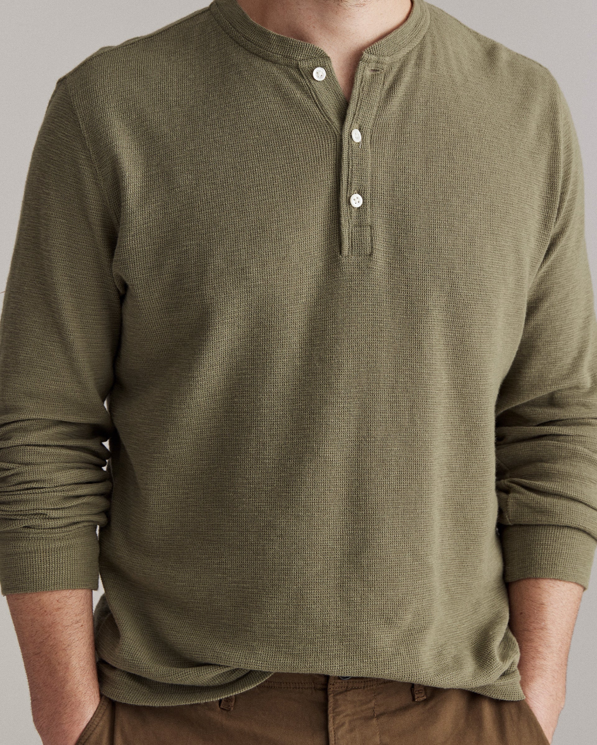 Slub Tuck Henley Lichen Green Billy Reid