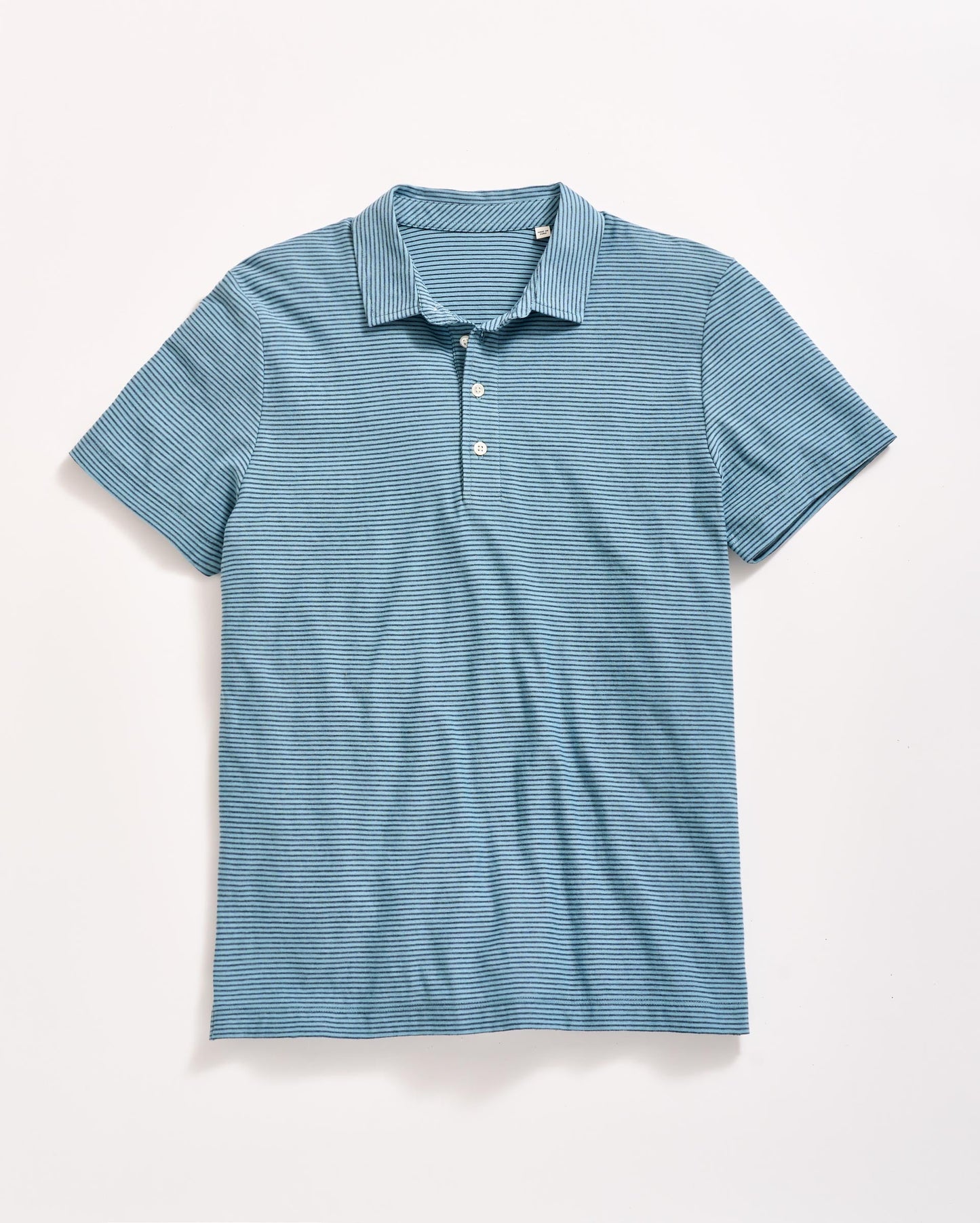 Stripe Pensacola Polo Steel Blue/Carbon Blue Billy Reid