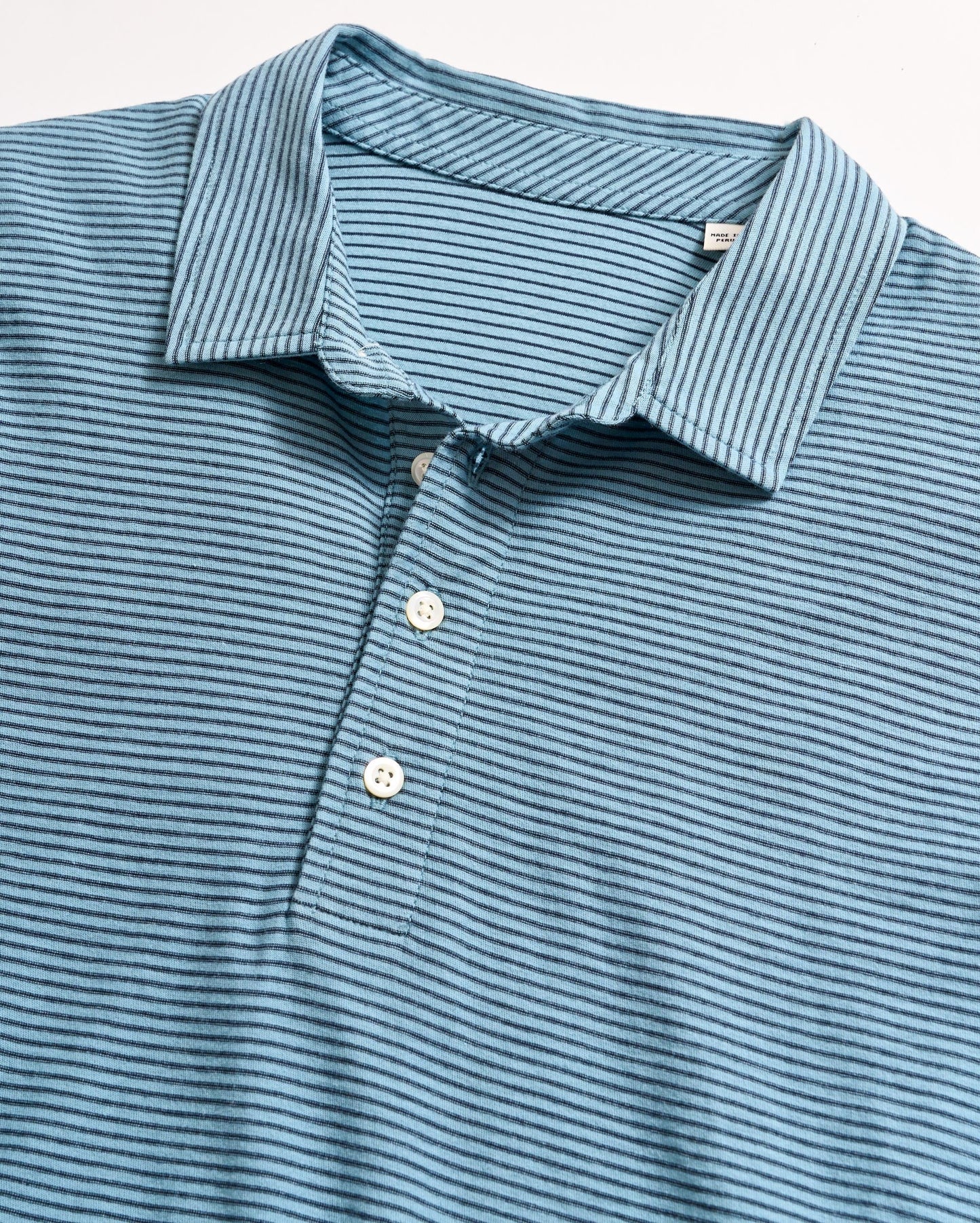 Stripe Pensacola Polo Steel Blue/Carbon Blue Billy Reid