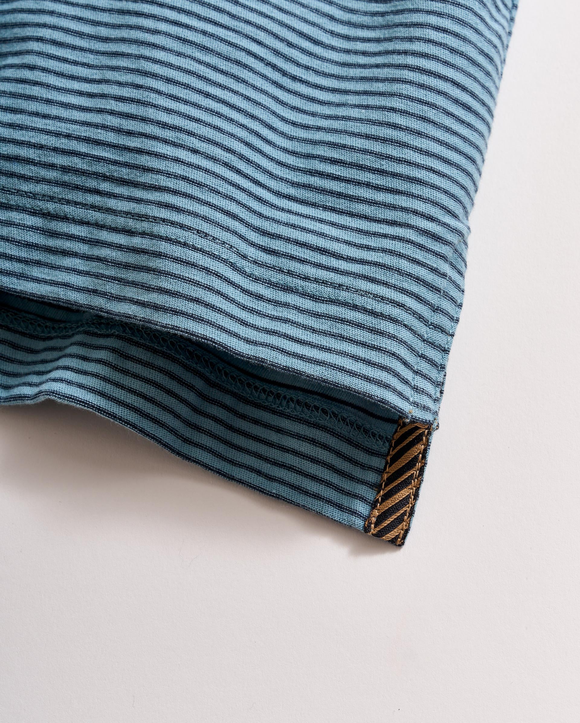 Stripe Pensacola Polo Steel Blue/Carbon Blue Billy Reid