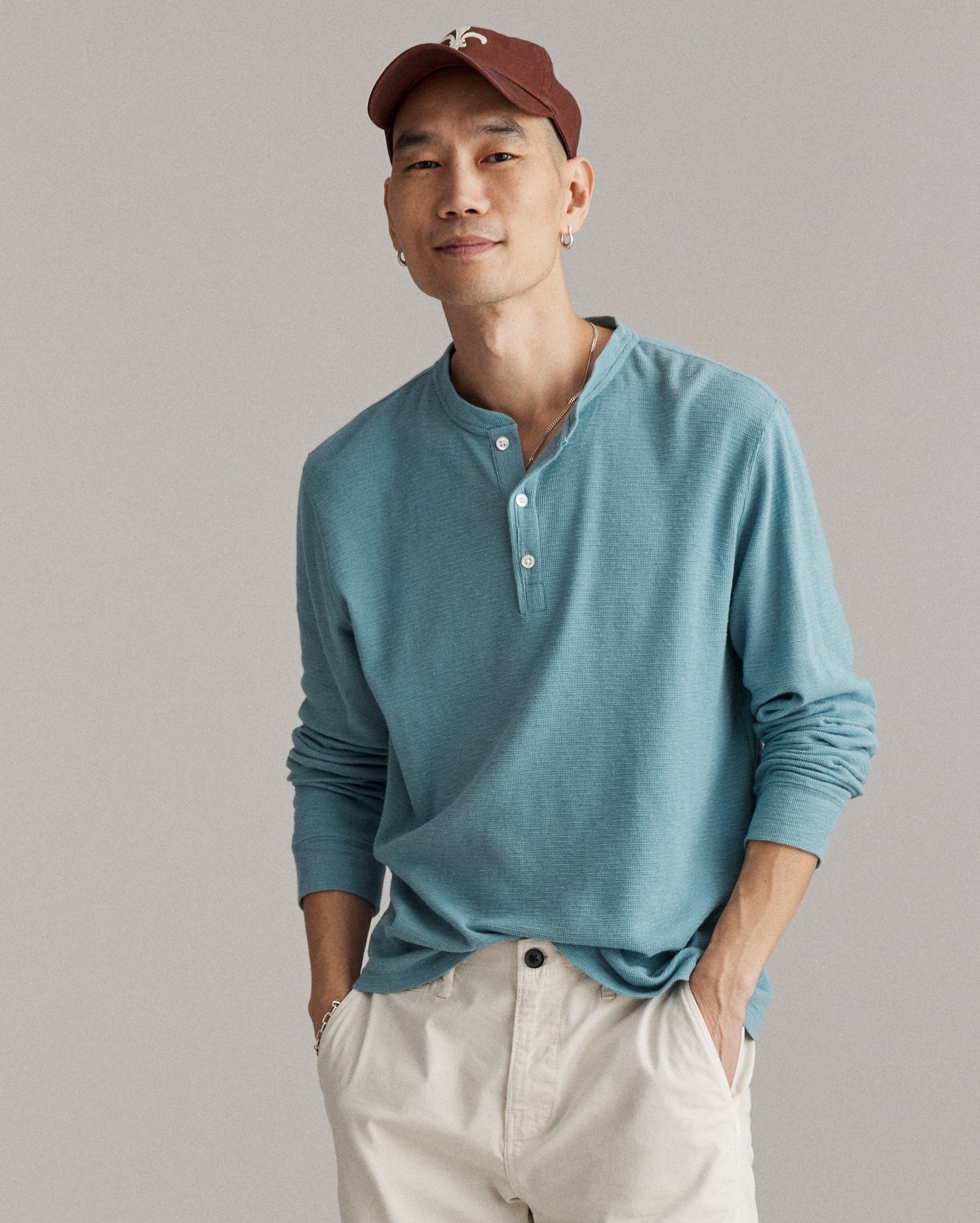 Slub Tuck Henley Steel Blue Billy Reid