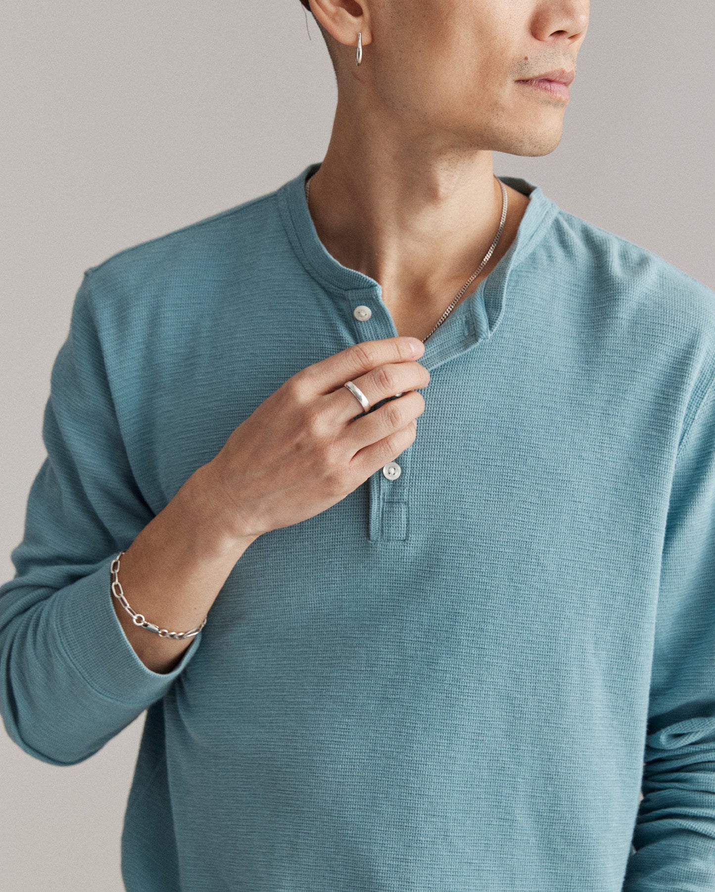 Slub Tuck Henley Steel Blue Billy Reid