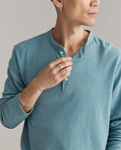 Slub Tuck Henley Steel Blue Billy Reid