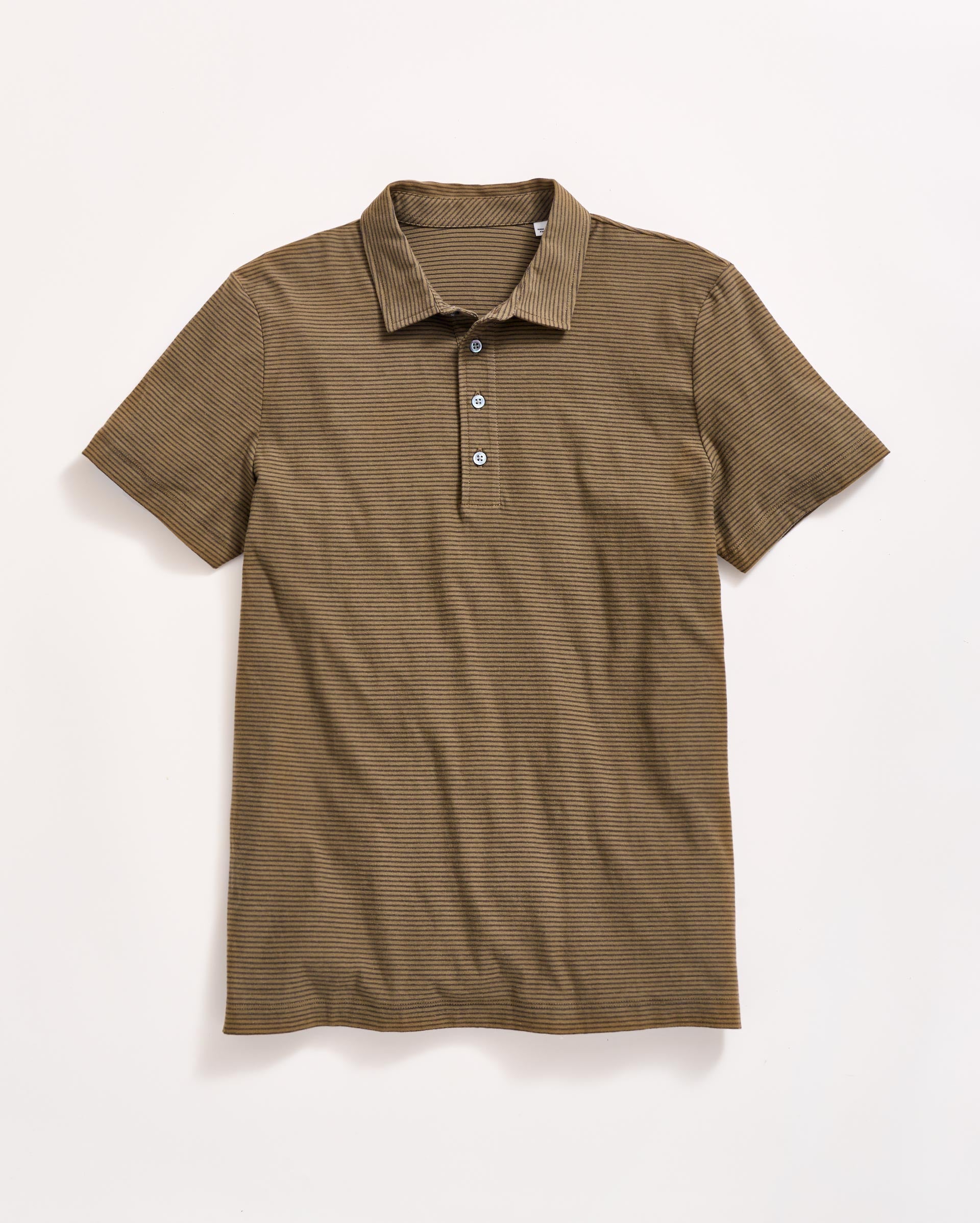 Stripe Pensacola Polo Olive Black Billy Reid