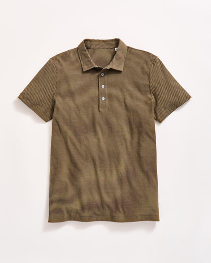 Stripe Pensacola Polo Olive Black Billy Reid