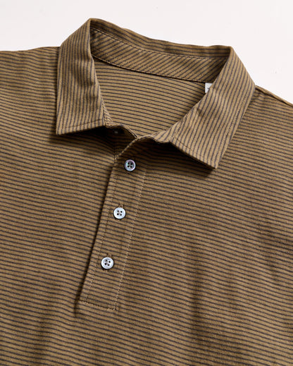 Stripe Pensacola Polo Olive Black Billy Reid