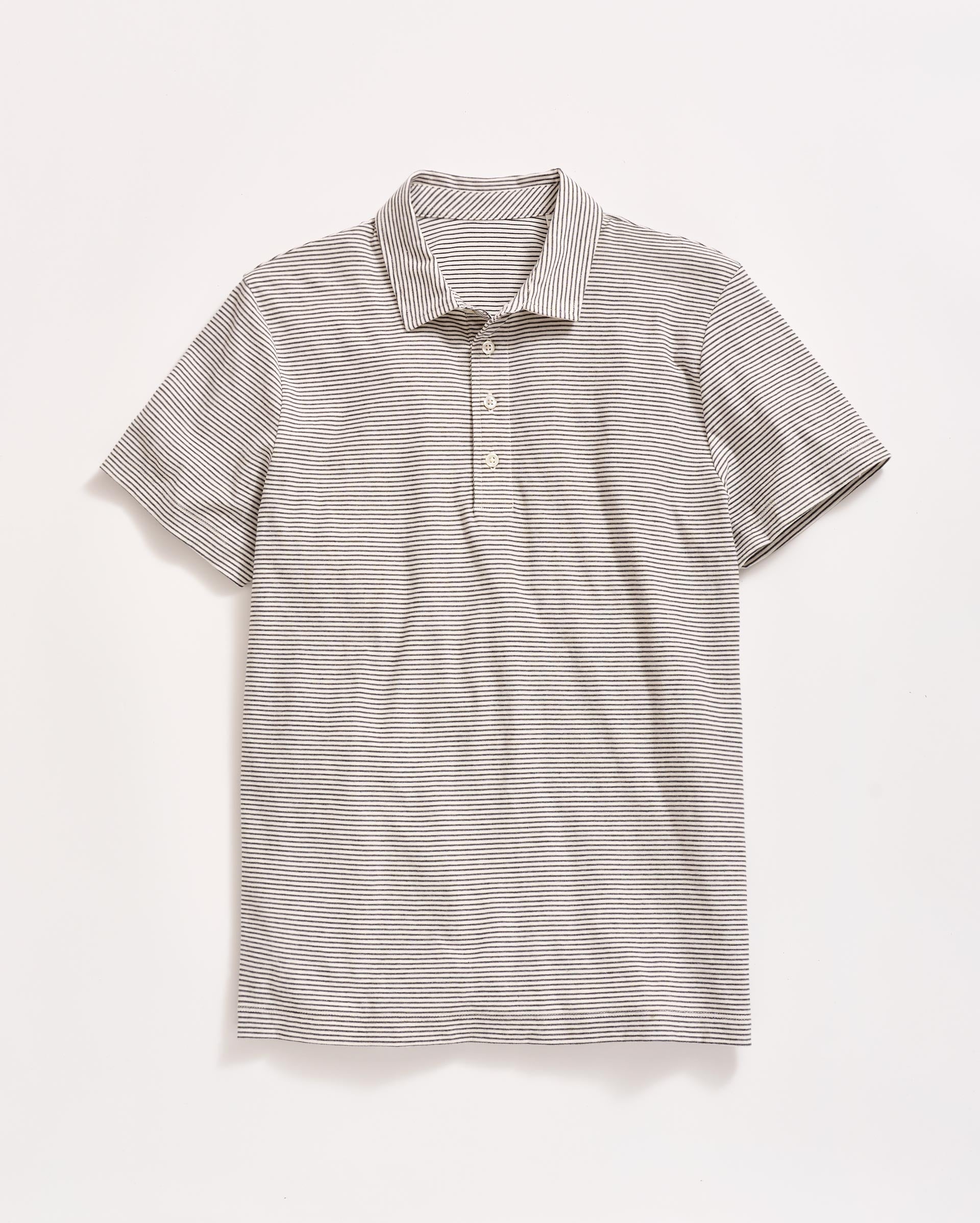 Stripe Pensacola Polo Tinted White/Black Billy Reid