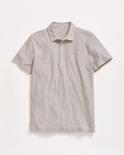 Stripe Pensacola Polo Tinted White/Black Billy Reid