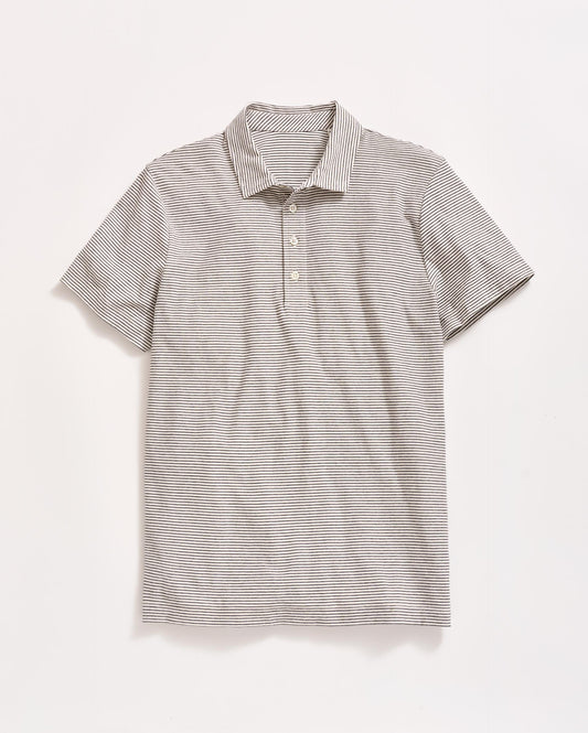 Stripe Pensacola Polo Tinted White/Black Billy Reid