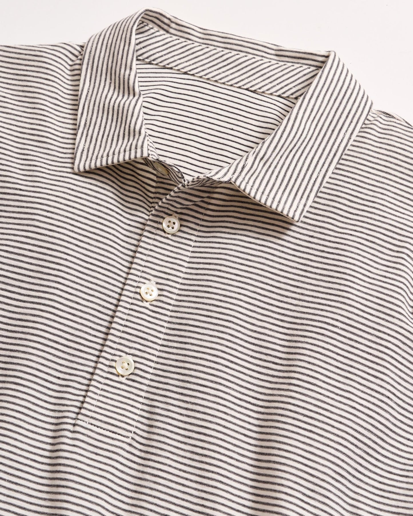 Stripe Pensacola Polo Tinted White/Black Billy Reid