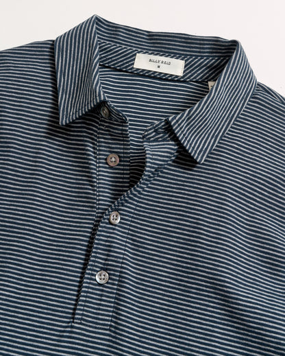 Stripe Pensacola Polo Carbon Blue/Silver Billy Reid